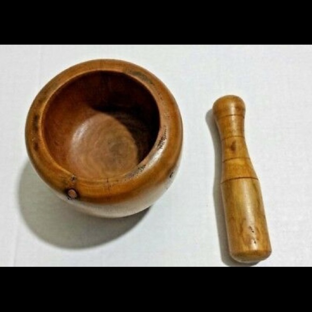 Vintage Wooden Mortar And Pestle 2 Piece Set